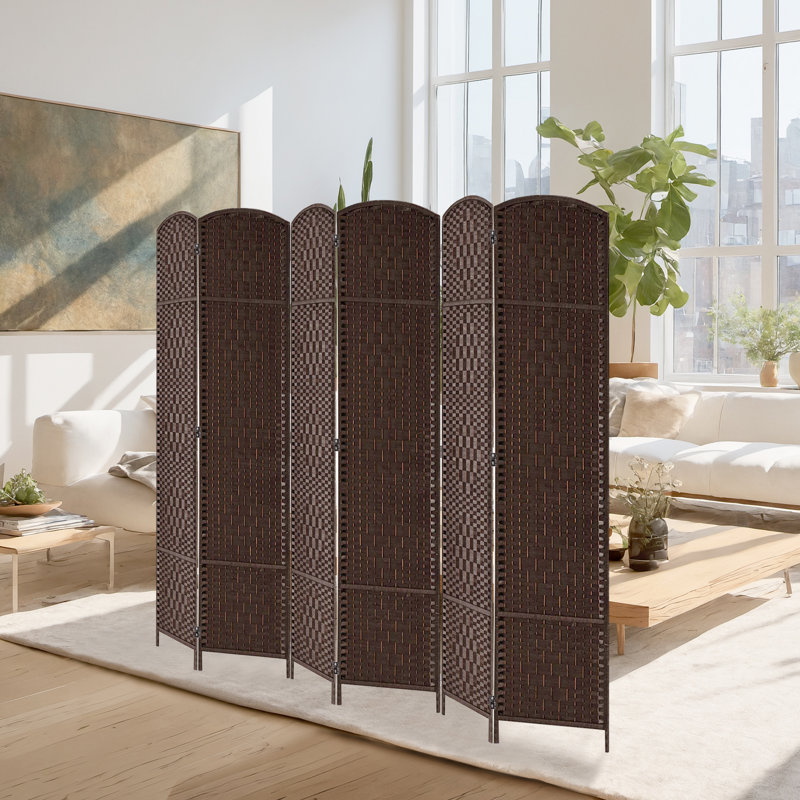 Paravent intérieur en fibre de verre à double charnières autoportantes, 6, H 7 po x l 16 po x P 72,3 po, Café