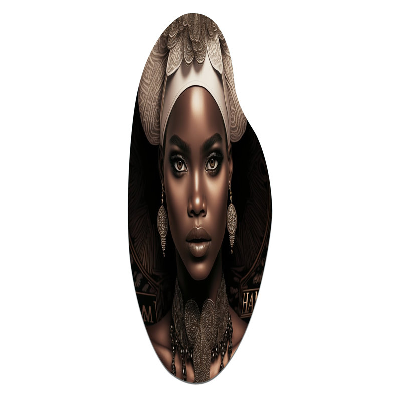 «Classy Portrait of Elegant African Lady», art mural asymétrique, H 30 po x l 11 po