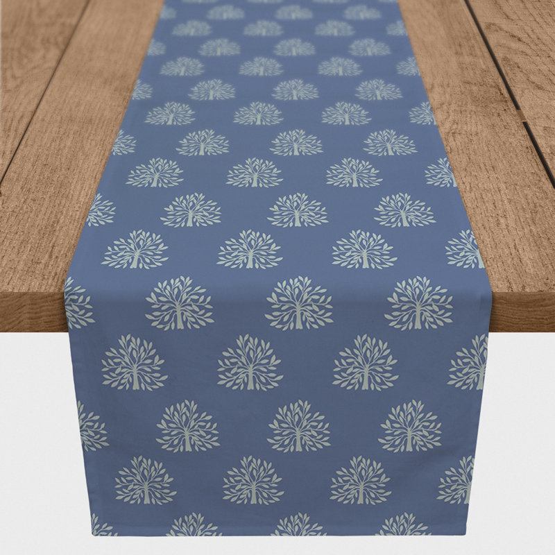 Rectangular Floral Table Runner, 90" x 16", Navy