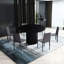 Table de salle à manger noire tendance avec placage de chêne, 47,2 po x 47,2 po x 29,5 po, base fabriquée à la main pour le café