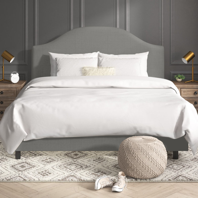 Morris Upholstered Standard Bed, Classic Grey Linen, California King