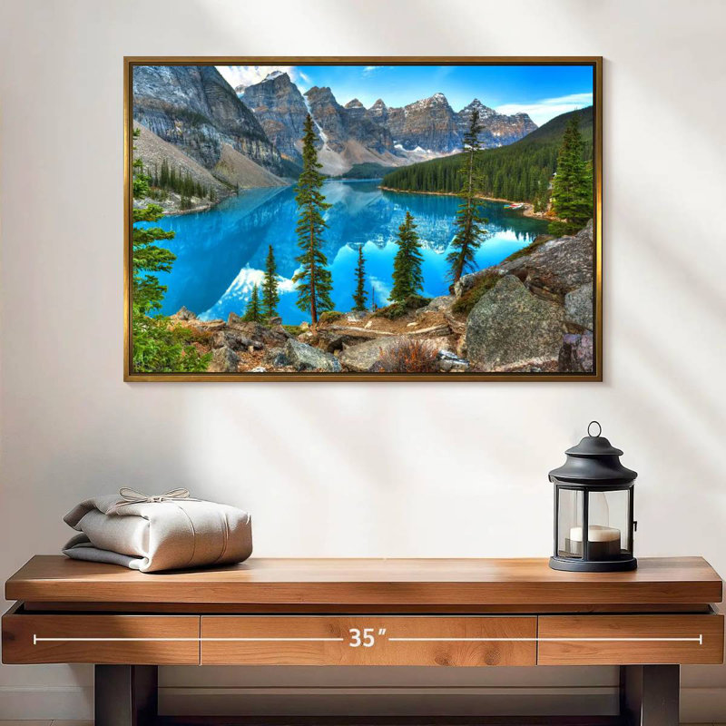 Moraine à Banff, Cadre flottant doré, 25 po x 17 po