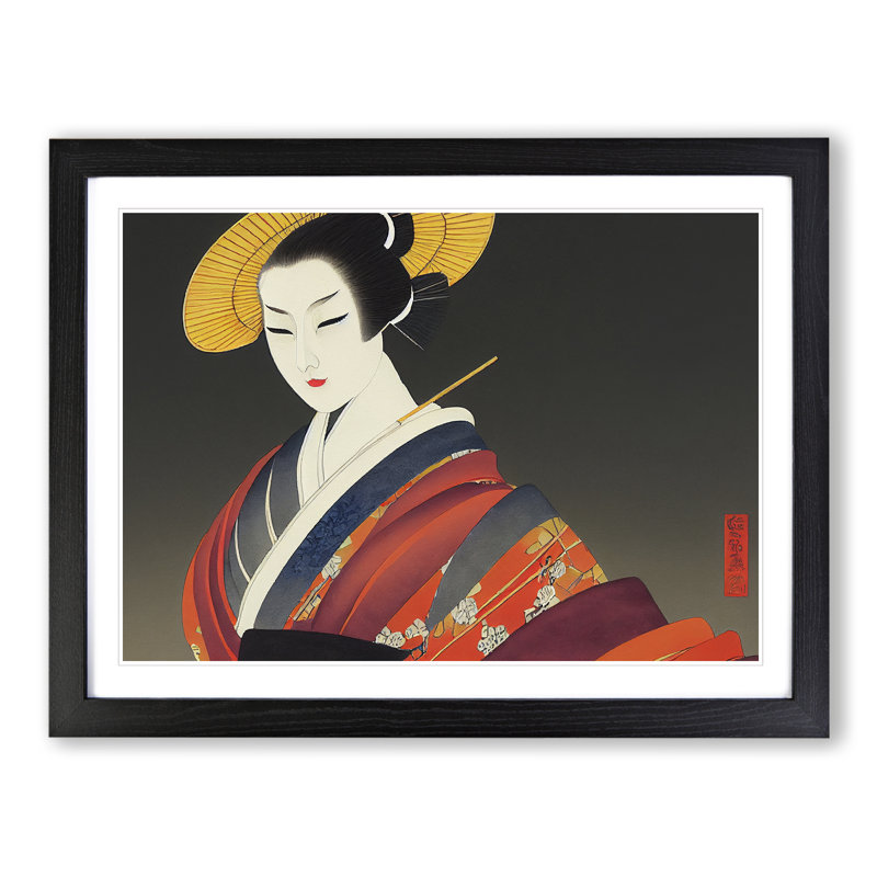 Desirable Geisha - Single Picture Frame Print, Black, 46cm H x 64cm W