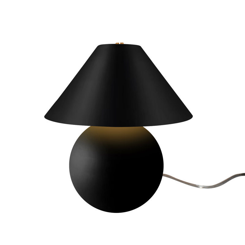 Lampe de table en céramique Caroldine, Noir carbone mat / or champagne, 16.75" H x 15" W x 15" D