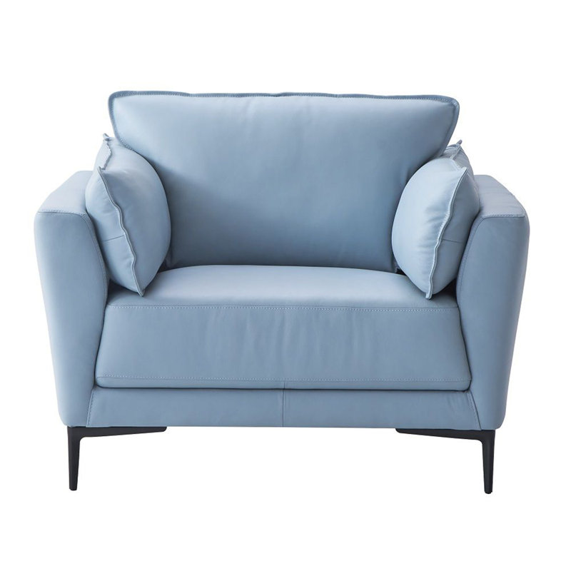 Fauteuil Vezire, Cuir véritable bleu