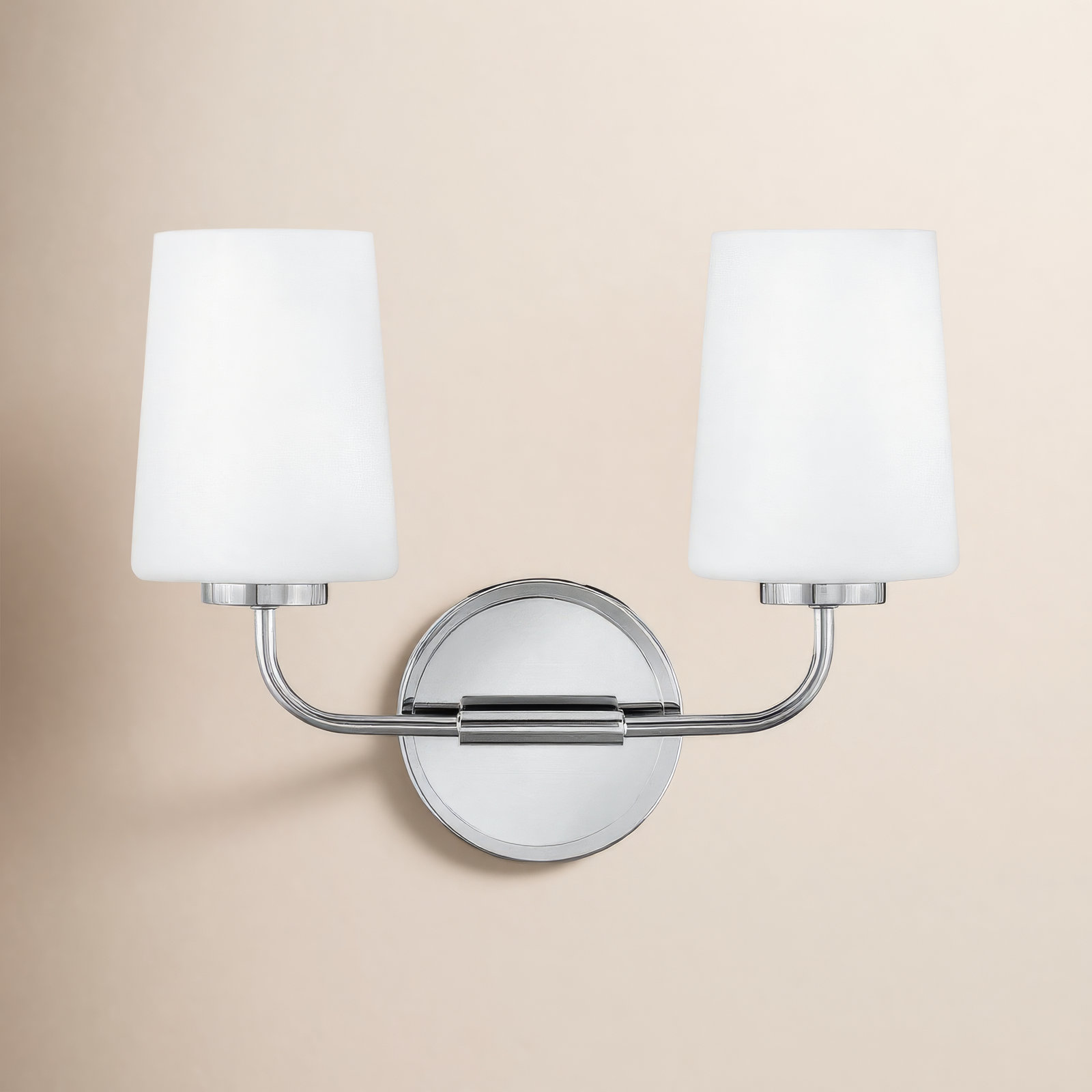 Fitz 2 Light Frosted Dimmable Vanity Light, Chrome