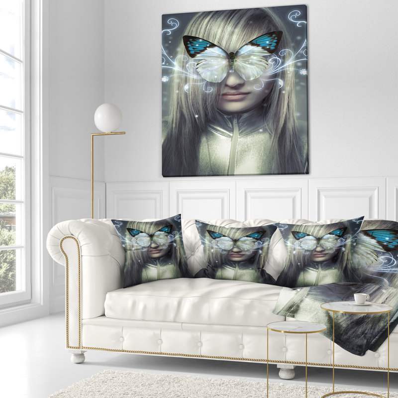 Coussin Serious Young - Portrait imprimé, 16 po x 1 po, Carré