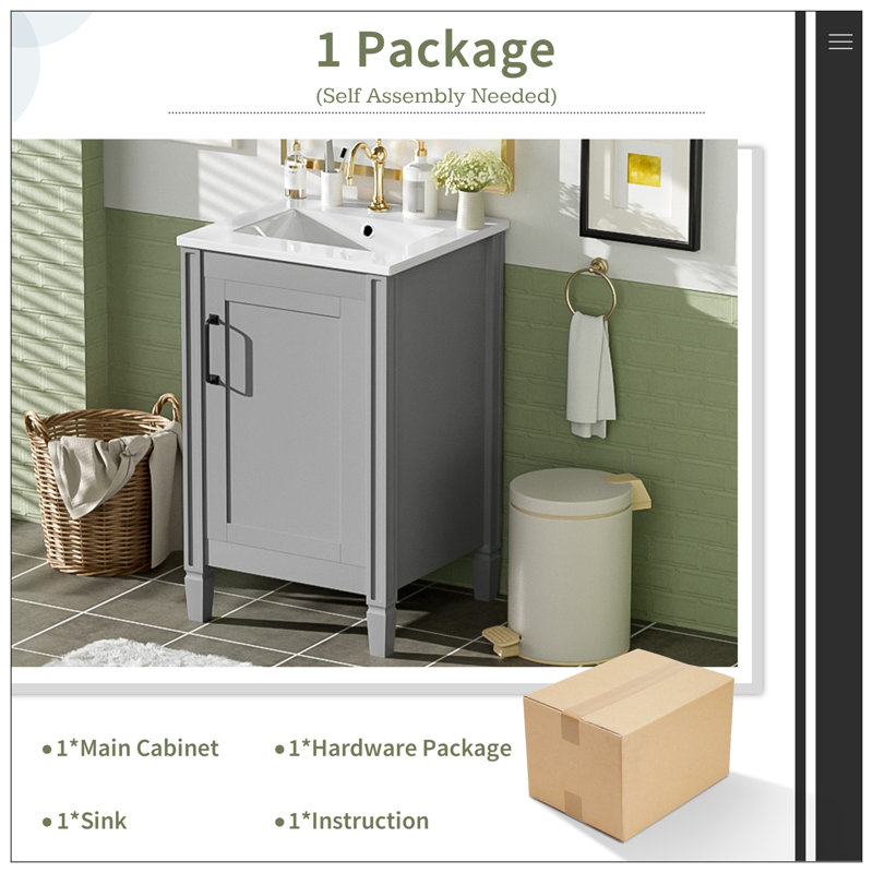 Meuble-lavabo pour salle de bain, Gris