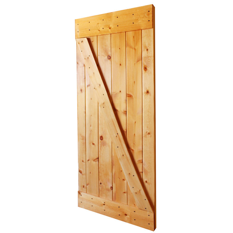 Porte de grange en bois lambrissé sans trousse de quincaillerie d’installation, Brun pâle, 36 po x 84 po