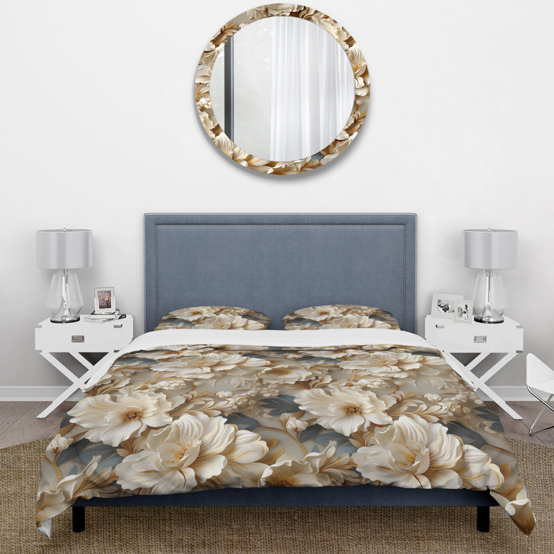 Ensemble de housse de couette Ethereal Rococo Flourish Victorian, Housse de couette simple + 1 taie décorative stan