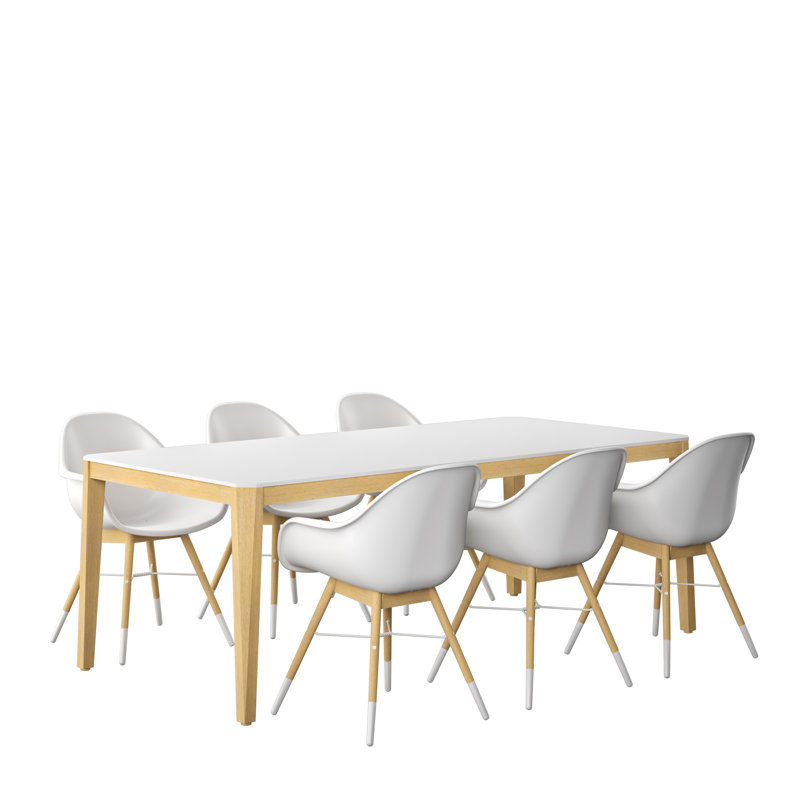 Leveaux 6 - Person Patio Dining Set with Square Table, White