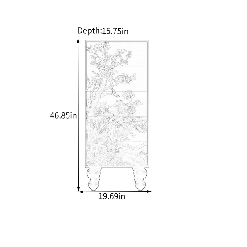 Armoire polyvalente à cinq tiroirs en pin