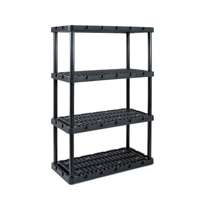 Gracious Living Knect A Shelf Heavy Duty 4 Shelf Interlocking Storage Unit,Black -  91087-1C