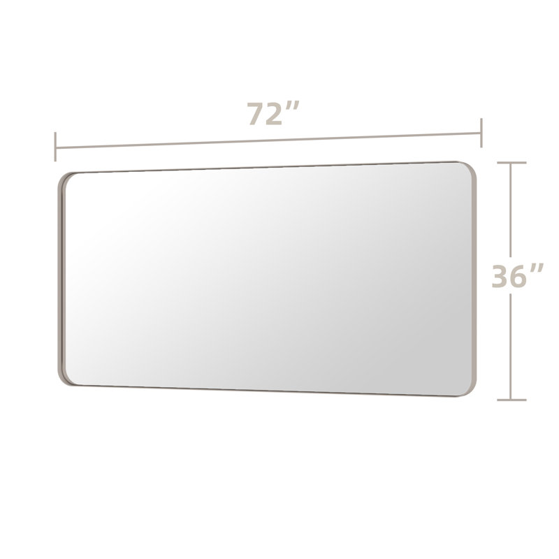 Miroir de salle de bain mural Premium Premium, 36 po x 72 po, Nickel brossé, Rectangulaire