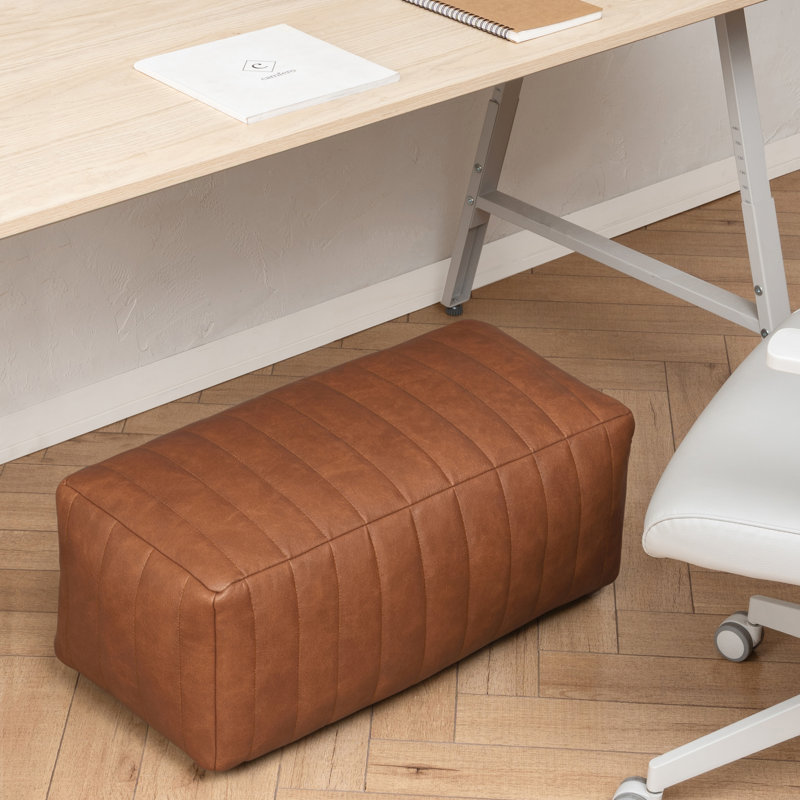 Adelene Jae Florence Footrest - 20X12X10, Camel, Vinyl