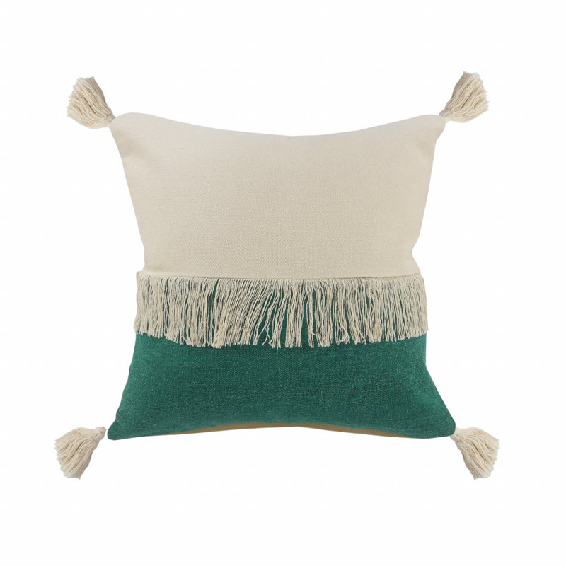 Insert de coussin réversible , Vert émeraude / blanc cassé