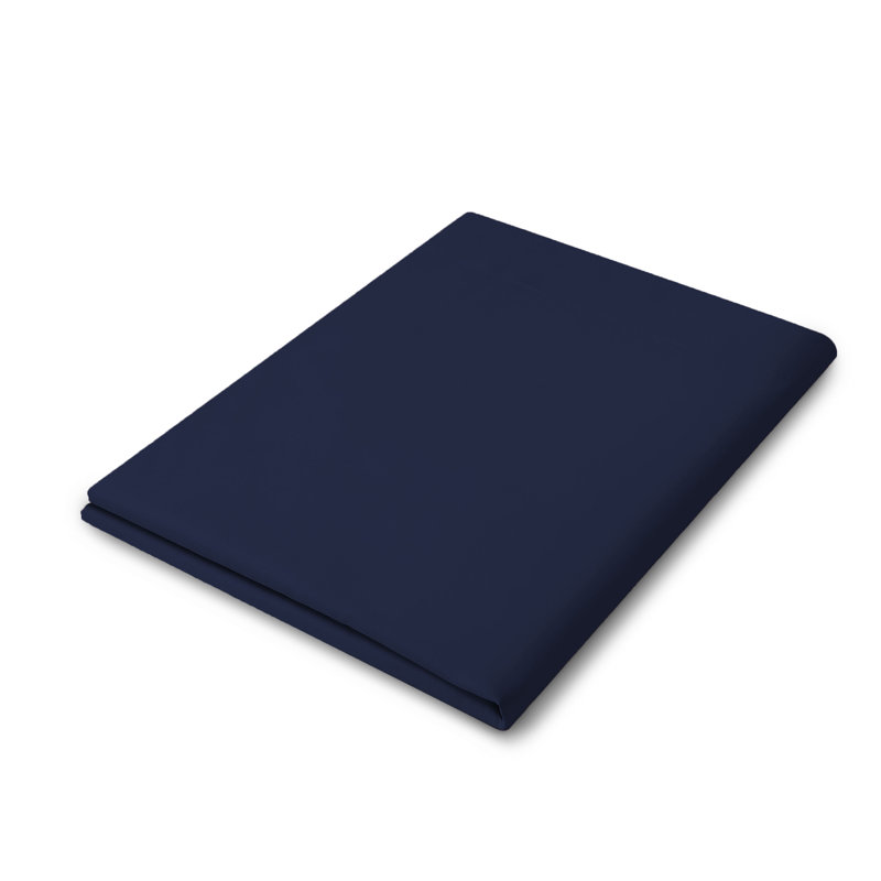 Drap simple en microfibre douce - Basics by Wayfair ™, Drap plat de taille très grand, Bleu marine
