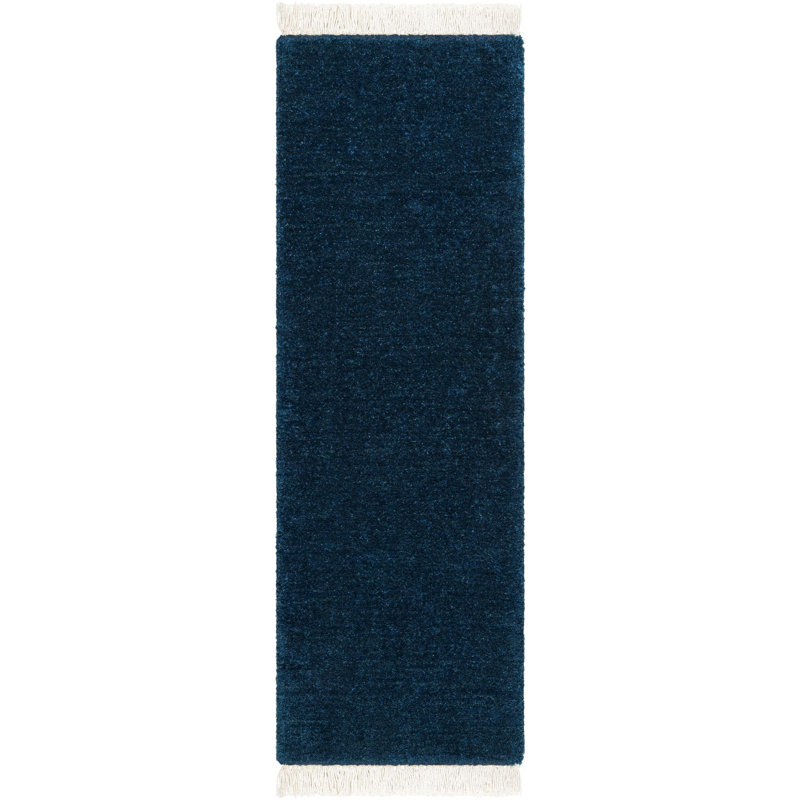 Tapis bleu en laine tissé à la main Clio, Carré 6 pi