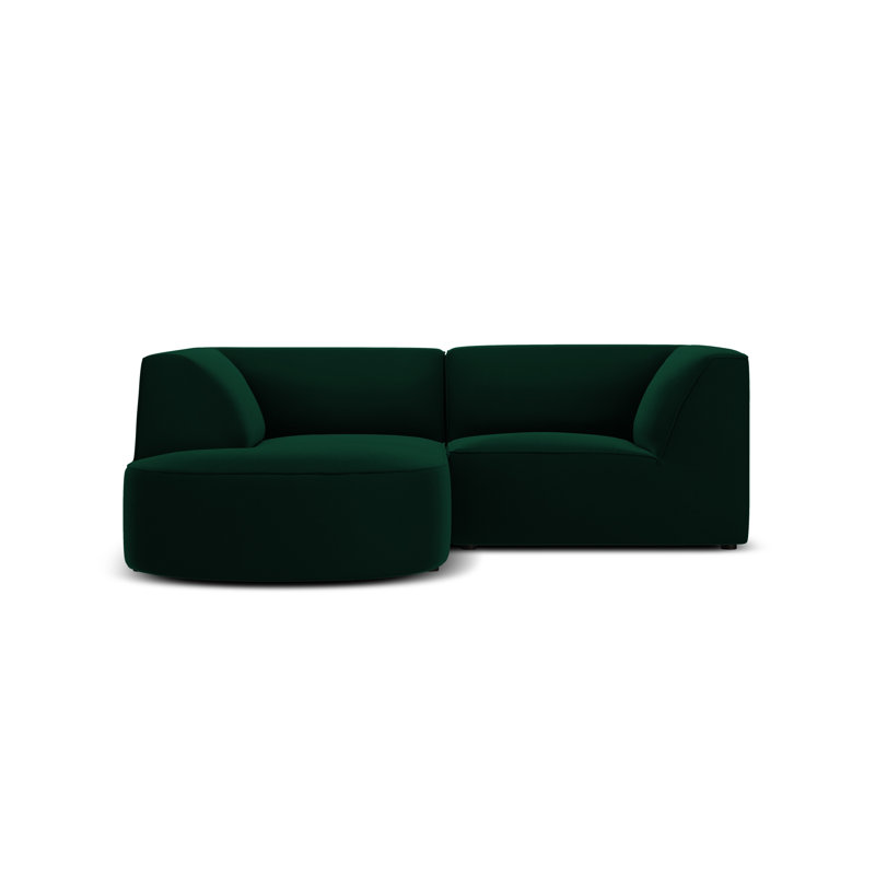 Adoraim 3 Seater Velvet Corner Sofa , Left Hand Facing, Bottle Green