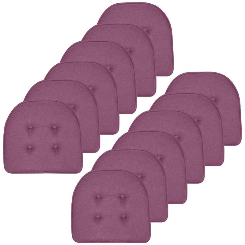 Coussin de chaise d'intérieur uni antidérapant en forme de U, Mauve, 2