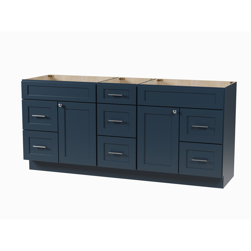 Meuble-lavabo double de seulement 75 po, Bleu