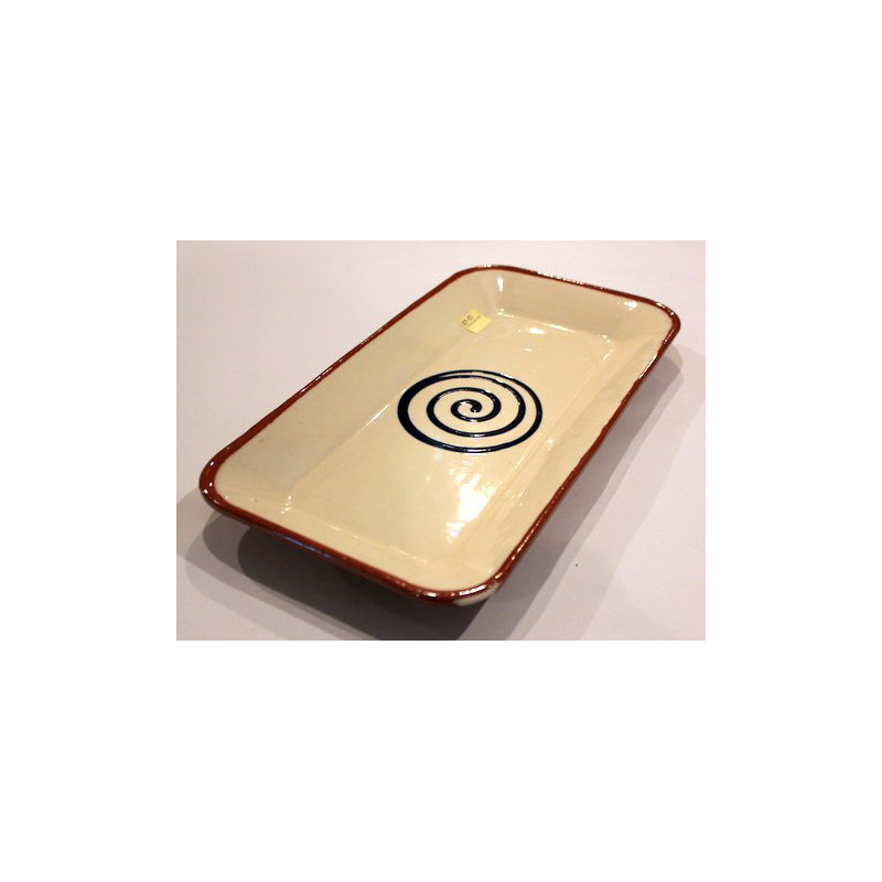 32cm Rectangular Plate, Brown with Cream