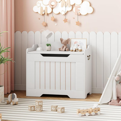Storage Chest, 24.8" Small Toy Chest, Storage Bench With Safety Hinge