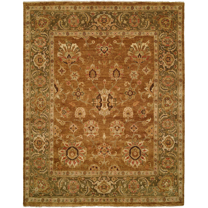Wool Oriental Area Rug in Brown, Rectangle 6' x 9'