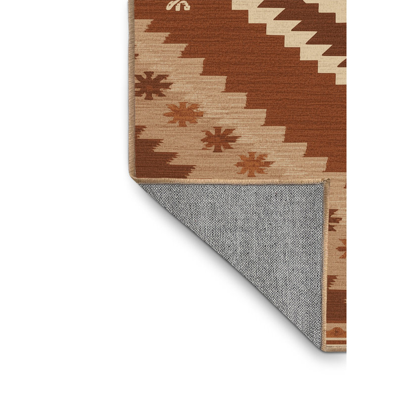 Tapis oriental traditionnel Pauleta lavable à la machine en brun - reliure brun clair, 5 x 7