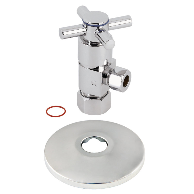 Kingston Brass 5/8-Inch OD Comp x 3/8-Inch OD Comp Anti-Seize Deluxe Quarter-Turn Ceramic Hardisc Cartridge Angle Stop with Flange