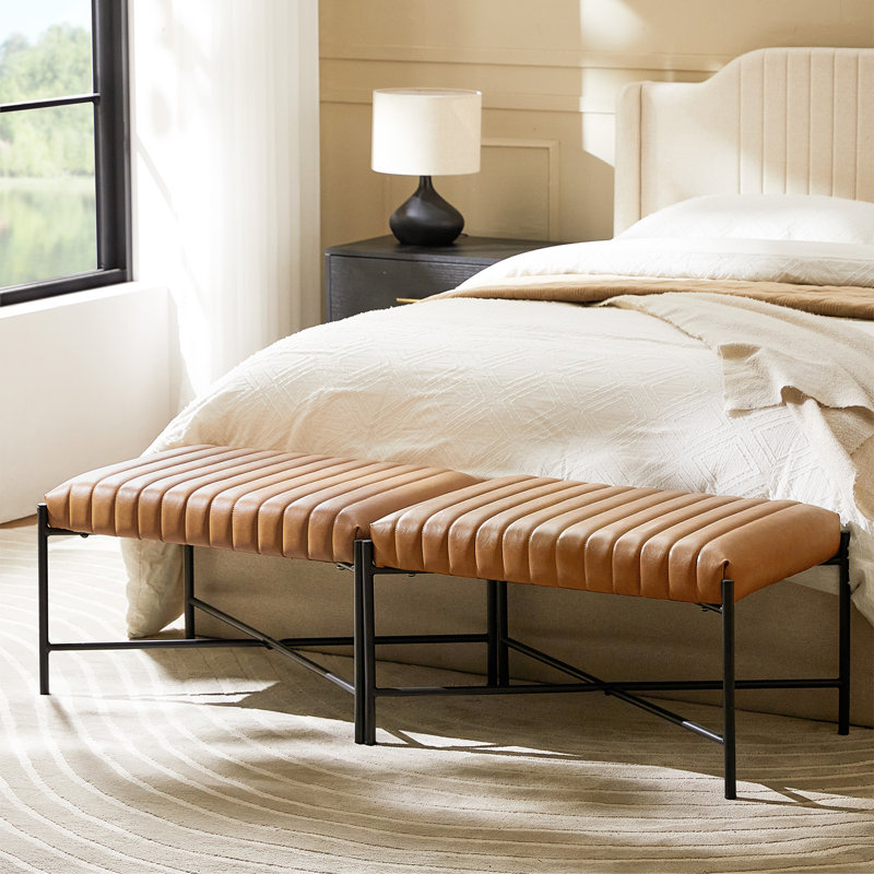 Banc en faux cuir Channel, Camel