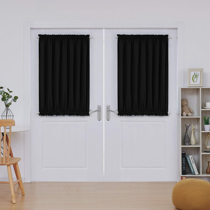 Nuhamin Blackout Curtain Pair, 137cm wide x 102cm high, Black