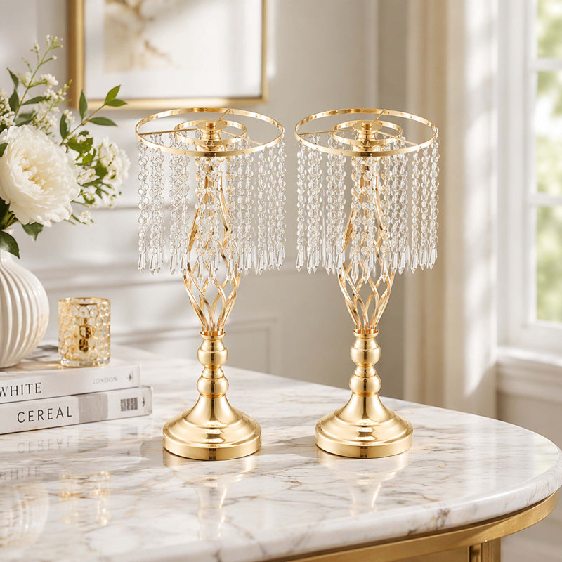 Support de centre de table floral en acier au carbone en forme de spirale en or français, élégant vase de mariage en cristal drapé pour mariage et événement