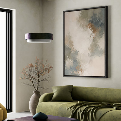 Framed Canvas Wall Art - Neutral Abstract Composition in Soft Gray and Beige - 16"x24", 24"x36"