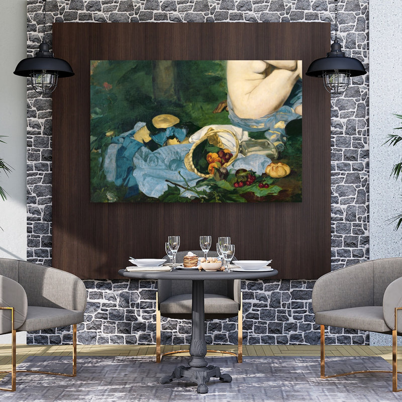 Déjeuner sur l'Herbe, 1863 Impressionniste Abstrait Contemporain Cerise Fruit Wall Art Print, H 40 po x l 60 po