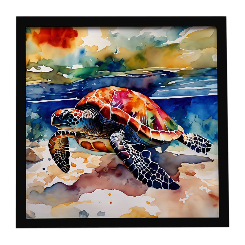 Loggerhead Sea Turtle Framed Metal Print