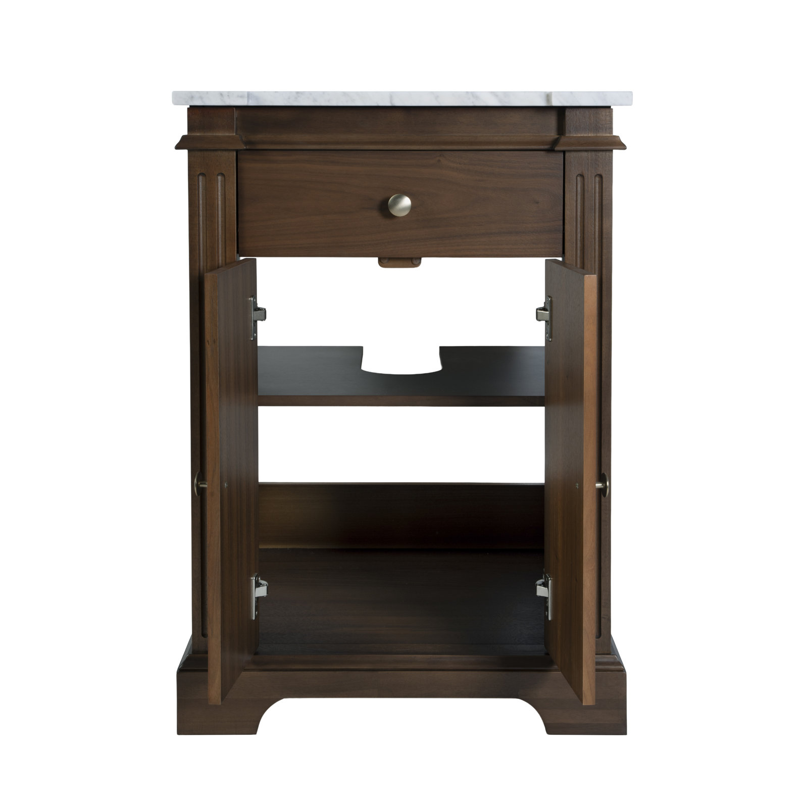 Garza 24" Carrara Marble Single Bathroom Vanity, Natural Walnut