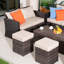 11-piece Modular Outdoor Patio Set With Storage Tables & Ottoman