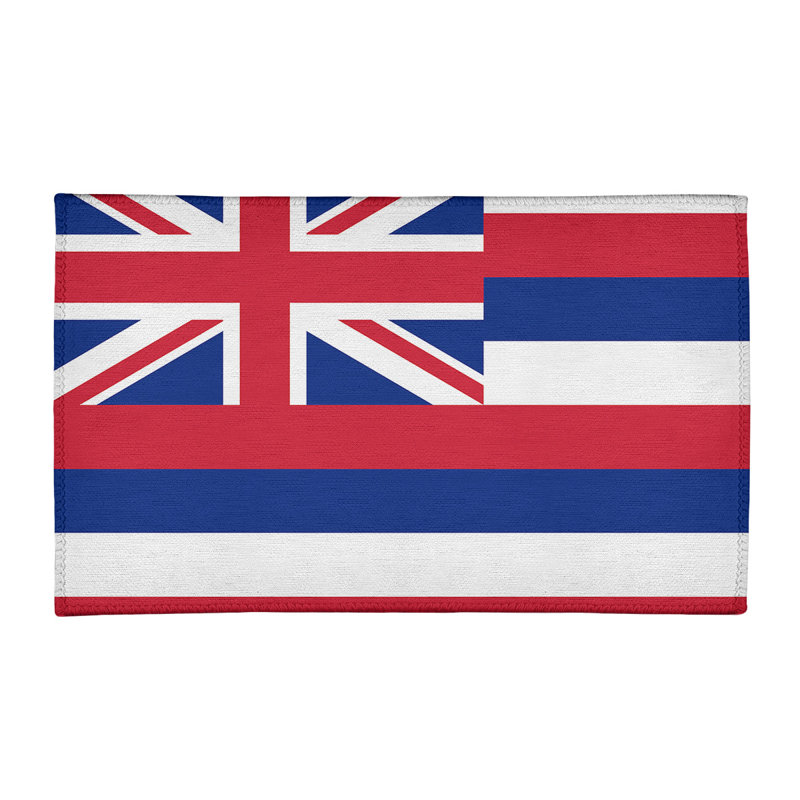 Tapis de chenille rouge/bleu hawaii flag, Rectangle 3 pi x 5 pi