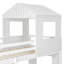 Lit superposé simple en bois sur lit double, lit mezzanine avec maisonnette, maison de campagne, échelle et garde-corps, blanc