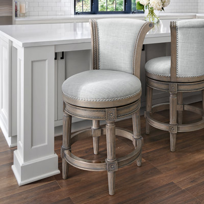 Tabouret de bar pivotant en bois massif Ted