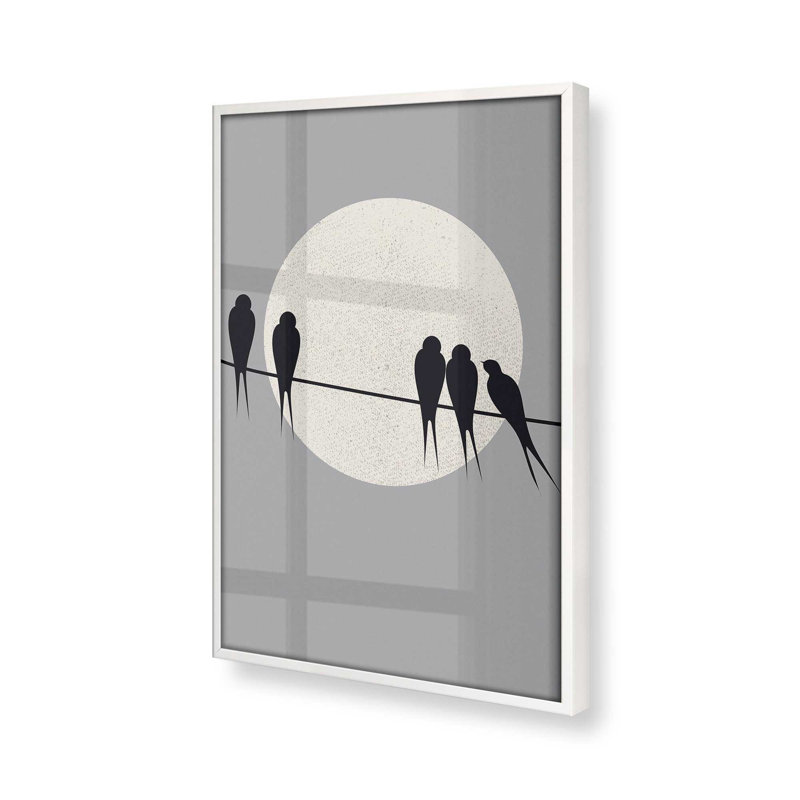 Perchoir au clair de lune, Papier encadré blanc opaque, H 11 po x l 9 po x P 1,25 po