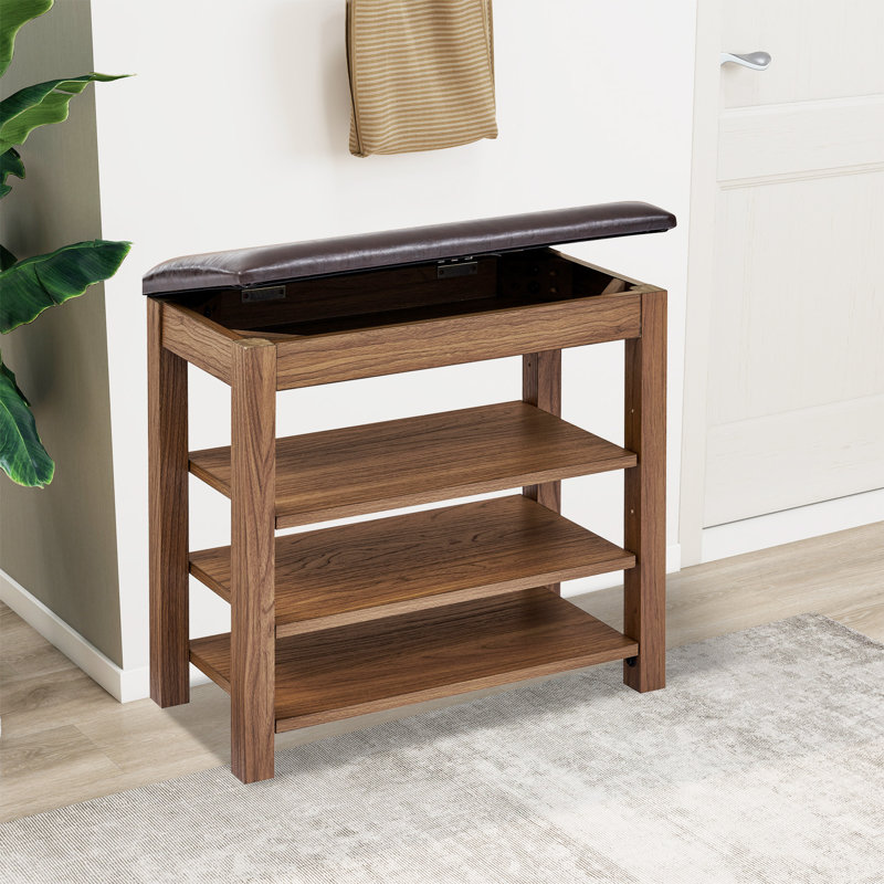 Petit banc à langer avec tablettes, Brun