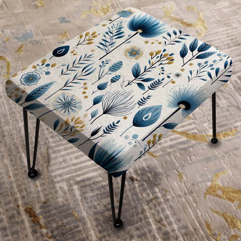Repose-pieds floral bleu minimaliste minimaliste Botanic