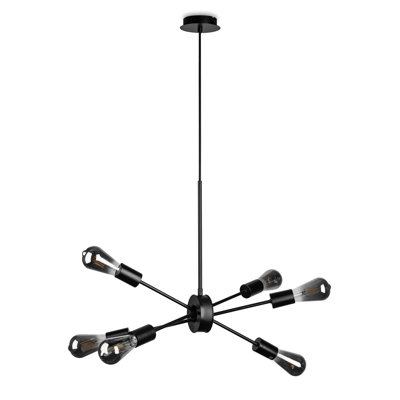 Kimberling 6 - Light Black Sputnik style Industrial Pendant Chandelier