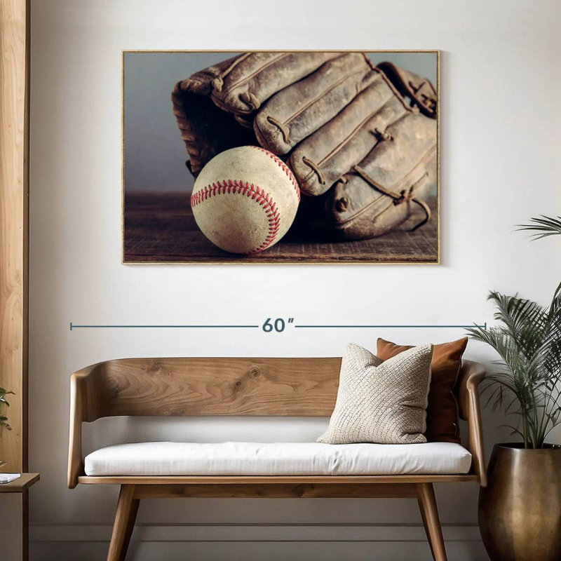 Souvenirs de baseball, Cadre flottant en bois naturel, 46 po x 31 po