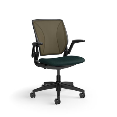 World LM, Black Ergonomic Task Chair with Poppy Seed Backrest, and Light Brown Autumn Upholstered Seat