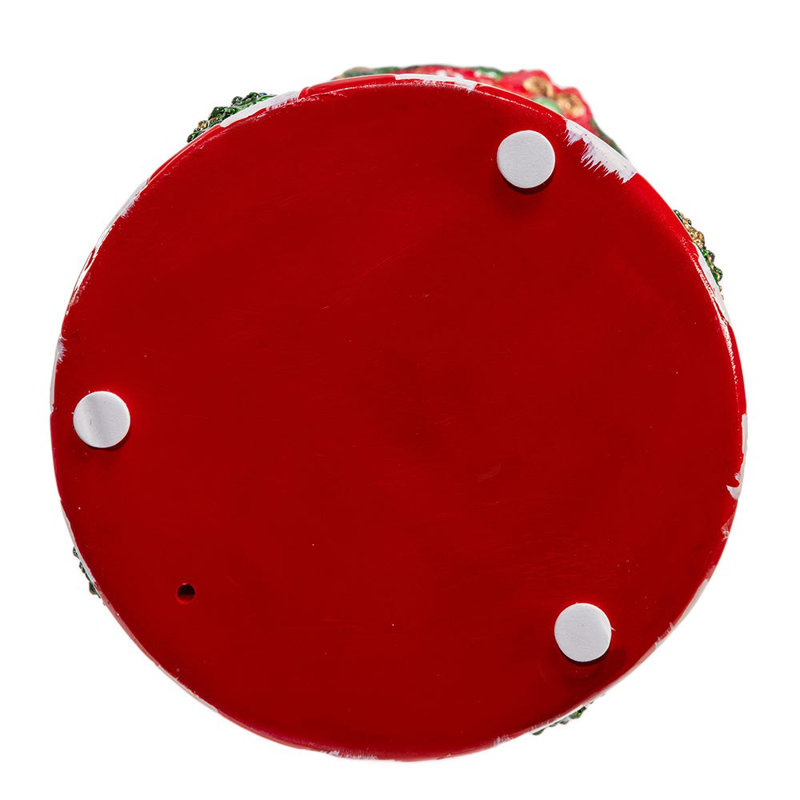 Red Pinewood Musical Wind-Up Christmas Carousel Table Piece