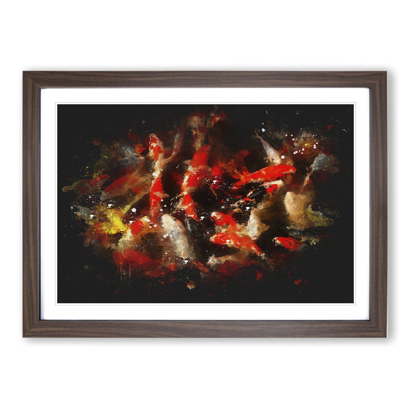 Many Fish - Picture Frame Graphic Art, 36cm H x 48cm W x 2cm D, Walnut Framed