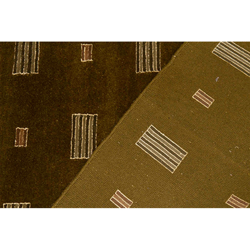Hand-Knotted High-Quality Dark Olive Green Area Rug